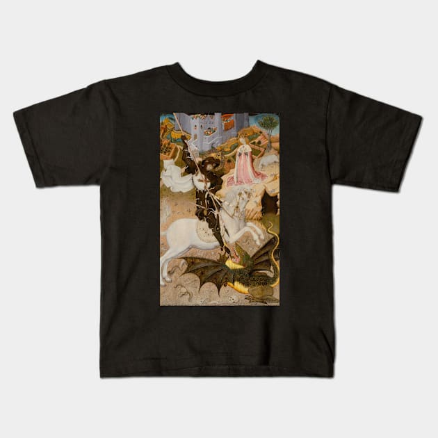 Saint George and the Dragon Medieval Painting Kids T-Shirt by Antiquated Art